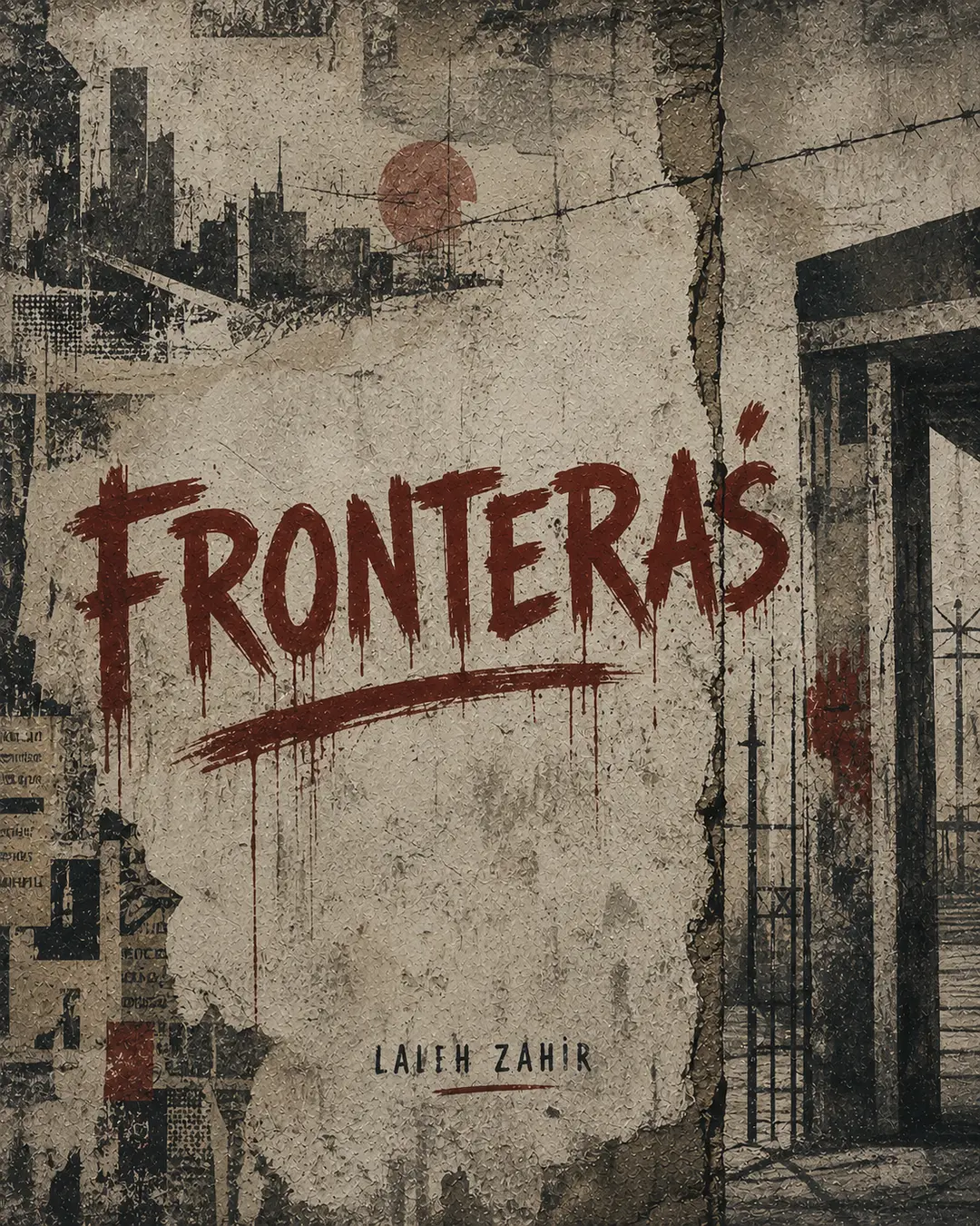 Lámina de portada: la palabra «Fronteras» pintada en rojo sobre un muro agrietado con una ciudad al fondo